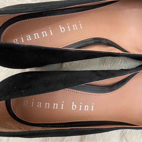 Gianni Bini Catallo Retro Black Suede Low Block Heels Pumps Size 9 - Picture 8 of 11